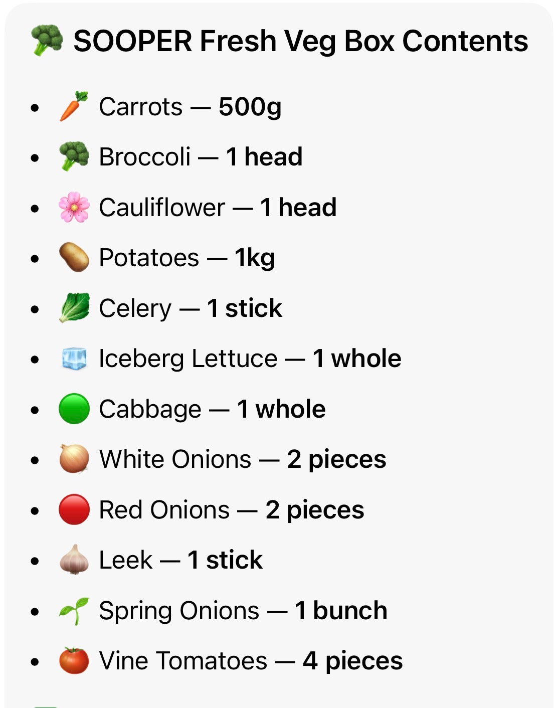 Mix vegetable Box